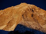 
Makalu West Face, Makalu West Pillar, and Makalu Southwest Face close up at sunset from Makalu Sandy Camp (5300m)
